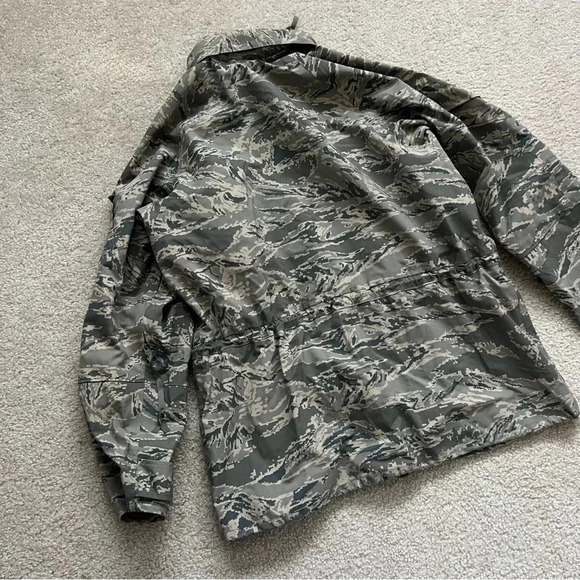 USAF Military AIR FORCE Tiger Stripe Parka GoreTex Rain Coat Men Sz large long - Picture 16 of 16
